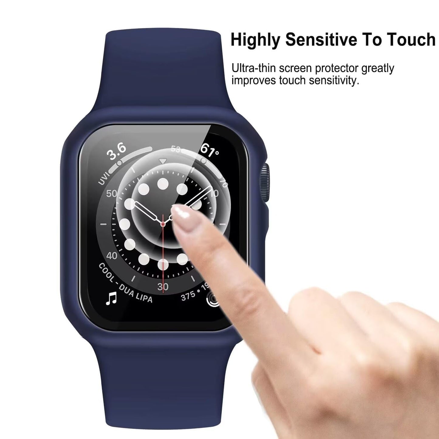 AIG Apple Watch 45mm Hard Case with Tempered Glass Screen Protector, Ultra-Thin Protective Cover for Series 9/8/7 - BLUE (01 PACK)