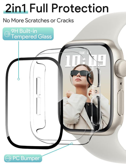 AIG Apple Watch 46mm Hard Case with Tempered Glass Screen Protector, Ultra-Thin Protective Cover for Series 10 & 11, Clear/Transparent (2 Pack)