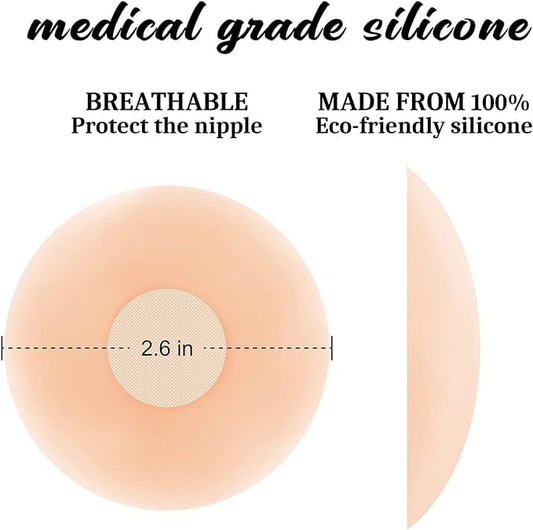 AIG Silicone Reusable Nipple Cover Pads – Invisible Pasties (Nude, Free-Size)