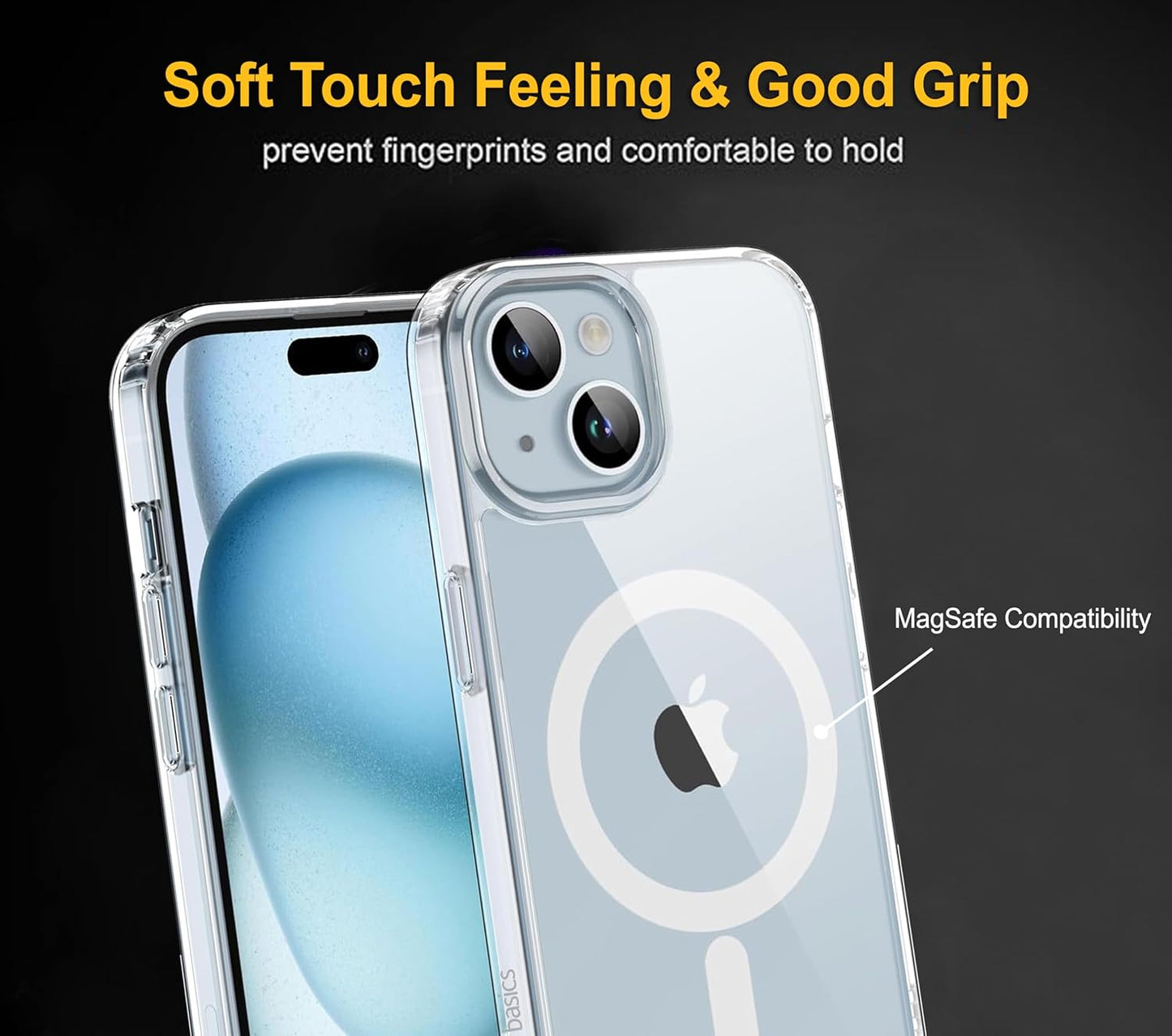 AIG Basics Pro MagSafe Case for iPhone 15 – Clear Scratch-Resistant Hybrid Cover