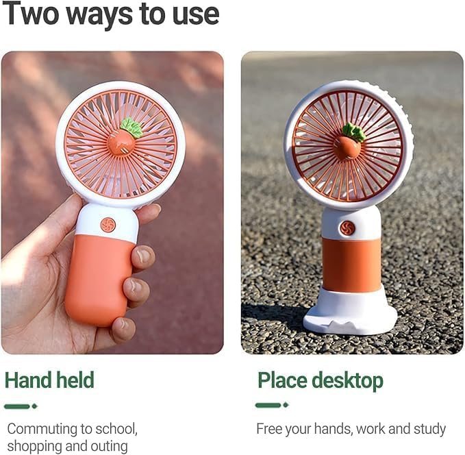 Portable Mini Fan Rechargeable (Pack of 2) | 3 Speed USB Hand Fan