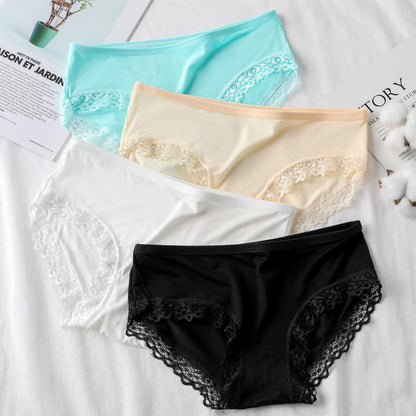 Women’s Cotton Lace Panties – Mid Waist Comfortable Breathable Underwear for Women