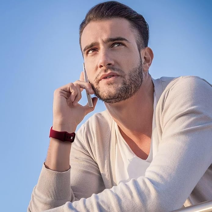 AIG Sports Silicone Band for Apple Watch / iWatch 42mm 44mm 45mm 46mm 49mm – Soft Silicone Sport Strap Compatible with Apple Watch Series 1-9, SE & Ultra (Wine Red)