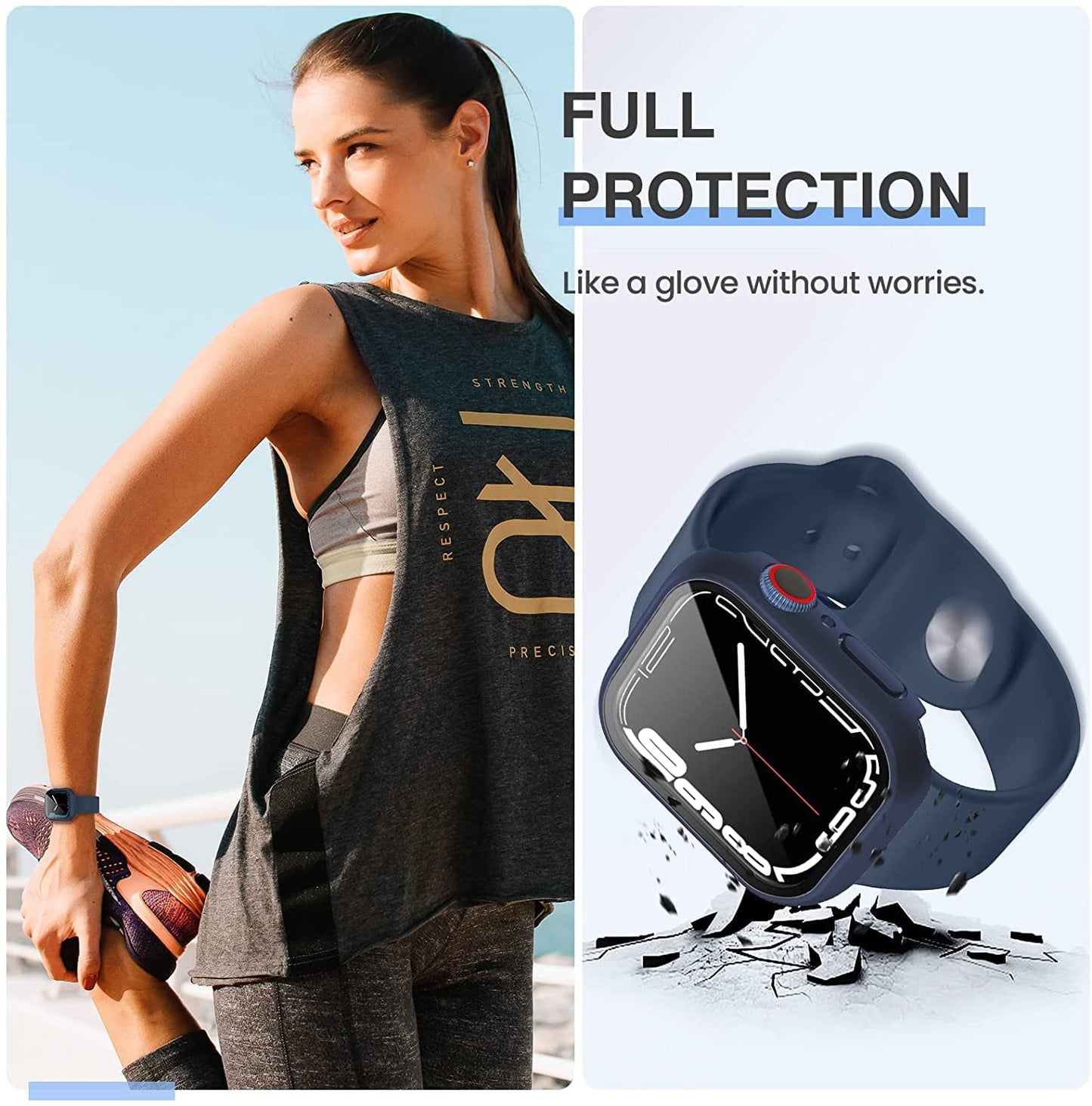 AIG Clear Hard Case with Tempered Glass for Apple Watch 40mm (Series 4/5/6) - Blue+Clear+Black (03 Pack)