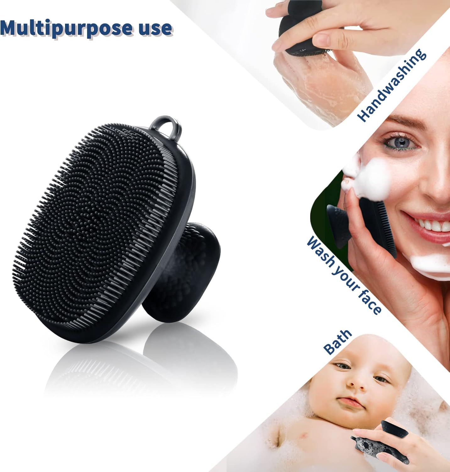 Silicone Face Scrubber (Black, 2 Pack) – Soft Deep Cleansing Brush