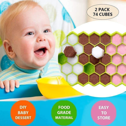 AIG Silicone Ice Cube Trays with Lids – 2 Pack Easy-Release Hexagon Ice Maker for Freezer, Reusable Food-Grade Ice Molds for Cocktail Bar, Whiskey, Iced Coffee & Home Kitchen (Blue+Green)