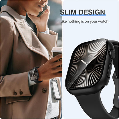 AIG Clear Hard Case with Tempered Glass for Apple Watch 40mm (Series 4/5/6) - Black+Black+Clear (03 PACK)