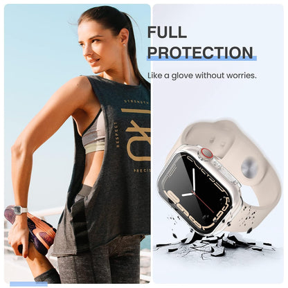 AIG [3PCS Transparent/Clear] Apple Watch Screen Protector Case 45mm for Series 9/8/7 – Tempered Glass Protective Face Cover with Hard Bumper – Full Coverage iWatch Accessories for Women & Men