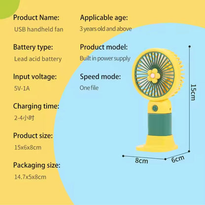Portable Mini Fan USB Rechargeable (Model 03) | 3 Speed Silent Hand Fan - (01 Pack)
