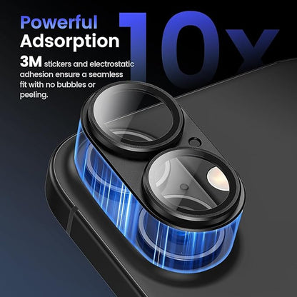 AIG Camera Lens Protector for iPhone 16 / 16 Plus – Tempered Glass with Metal Frame - Black Joint