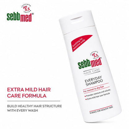 Sebb Med Hair Care Everyday Shampoo | pH 5.5 Clinically Tested | Soothing Shampoo for Sensitive Scalp | Hydrating & Mild Formula for Daily Use