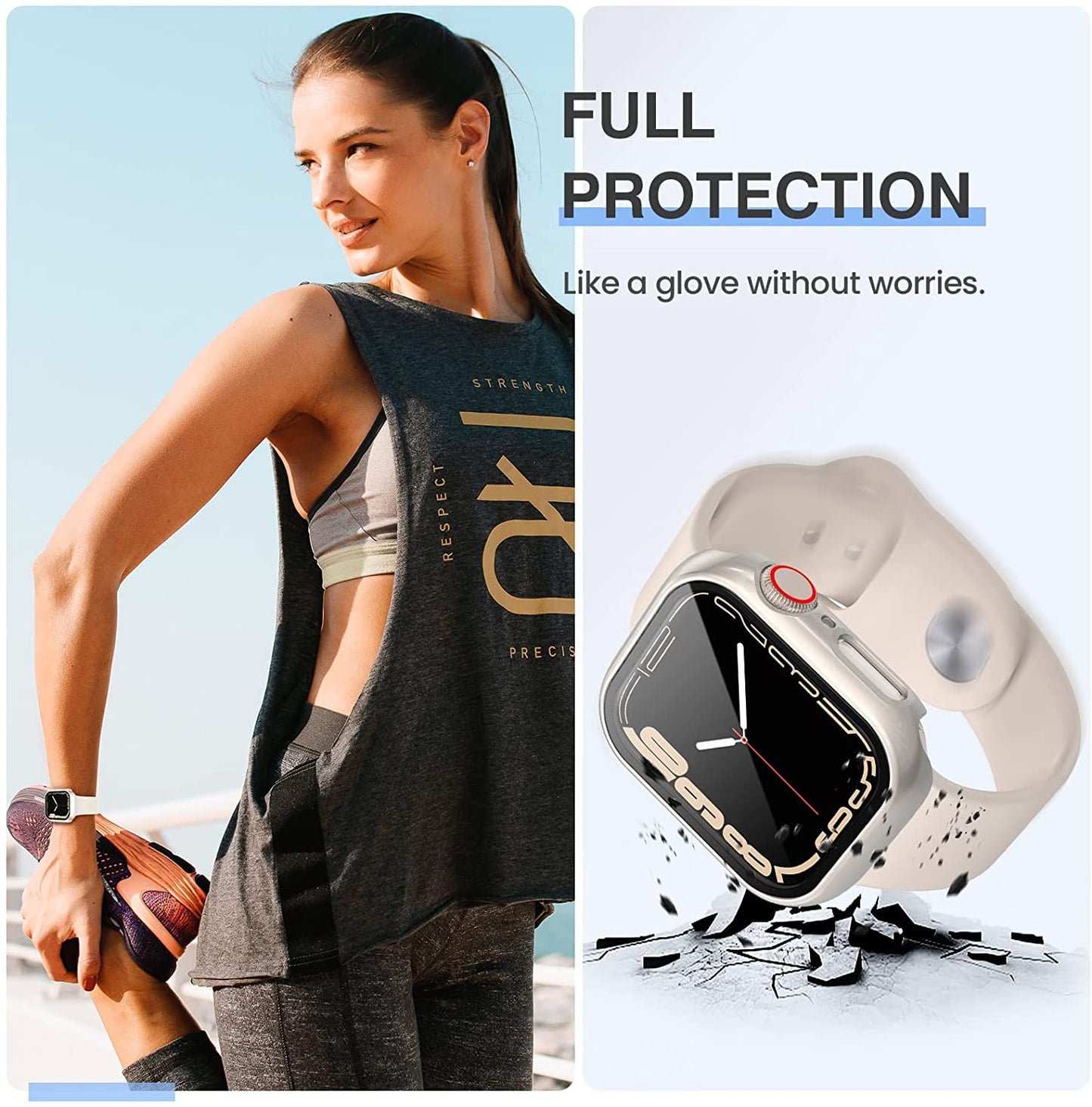 AIG Clear Hard Case with Tempered Glass for Apple Watch 40mm (Series 4/5/6) - Starlight (04 PACK)