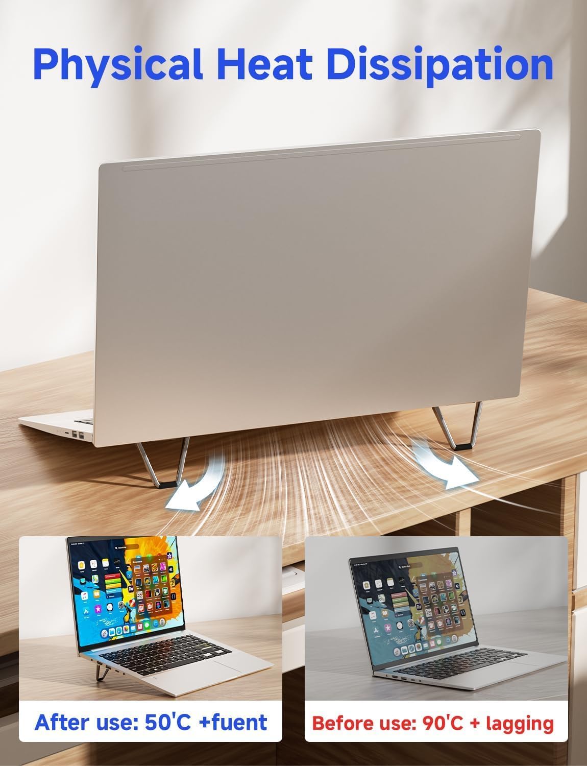 AIG Mini Portable Laptop Stand Zinc Alloy Adjustable Non-Slip Laptop & Tablet Riser for 12-20 Inch Devices