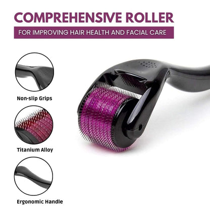 540 Titanium Microneedle Derma Roller for Hair Growth, Beard Growth & Face Skin Care | Acne Scars, Anti-Aging & Collagen Boosting Roller (0.5mm)