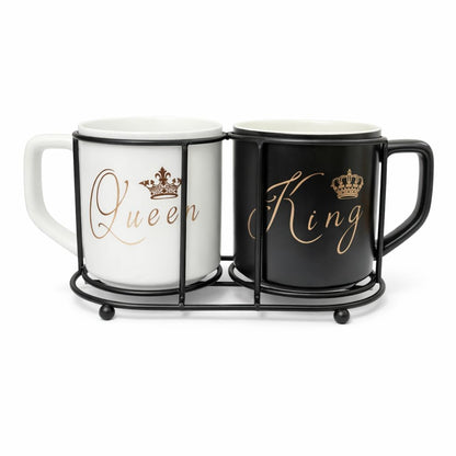 King & Queen Ceramic Coffee Mug Set – Premium Couple Tea & Coffee Cups for Husband & Wife | Romantic Gift for Anniversary, Wedding, Valentine & Birthday (Set of 2)
