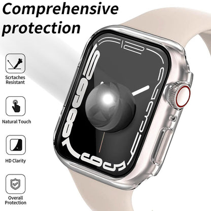 AIG Apple Watch 41mm Hard Case with Tempered Glass Screen Protector, Ultra-Thin Protective Cover for Series 9/8/7 - Starlight+Clear (02 PACK)