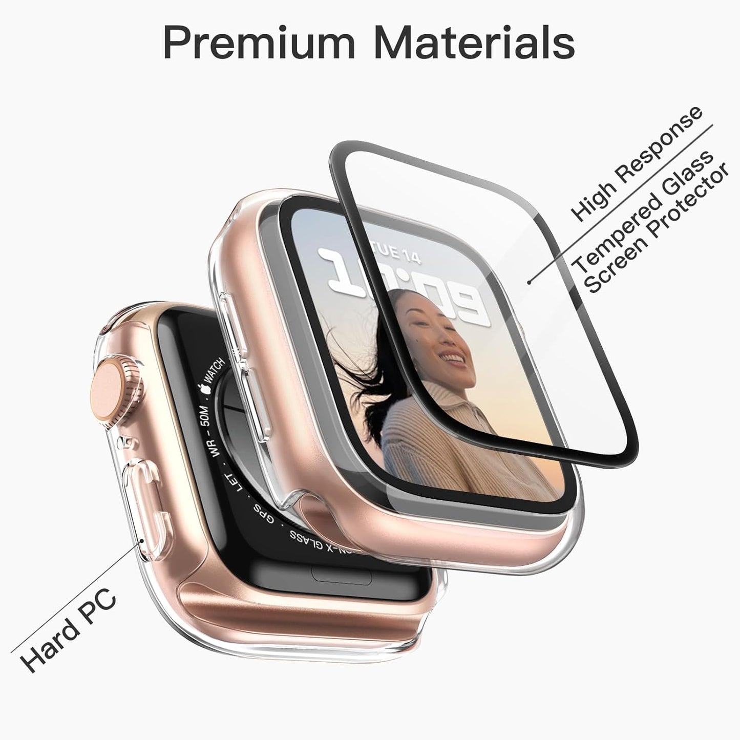 AIG Bumper Hard Case with Tempered Glass for Apple Watch Compatible with Series 6/5/4, 40mm Ultra-Thin Protective Cover with iWatch Screen Protector - Clear/Transparent (03 PACK)