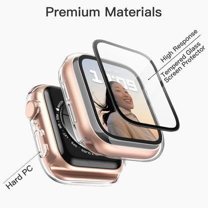 AIG Bumper Hard Case with Tempered Glass for Apple Watch Compatible with Series 6/5/4, 40mm Ultra-Thin Protective Cover with iWatch Screen Protector - Clear/Transparent (03 PACK)