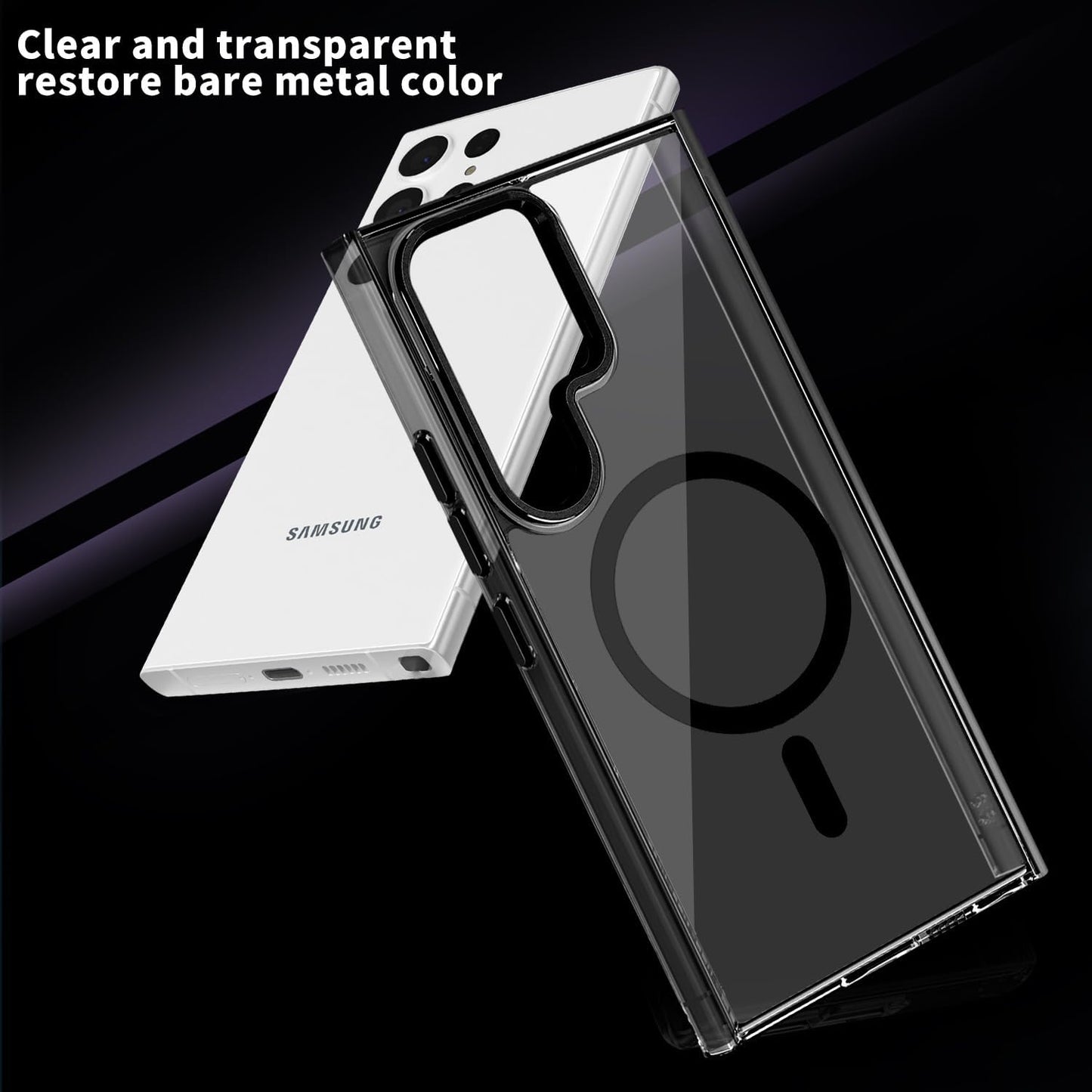 AIG Magnetic Case for Samsung S24 Ultra – Clear Back (Black Side)