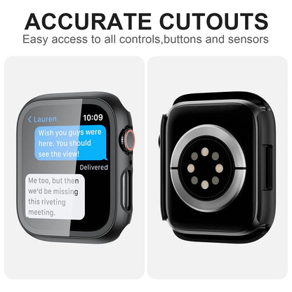 AIG Apple Watch 41mm Hard Case with Tempered Glass Screen Protector, Ultra-Thin Protective Cover for Series 9/8/7 - Blue+Blck (02 PACK)