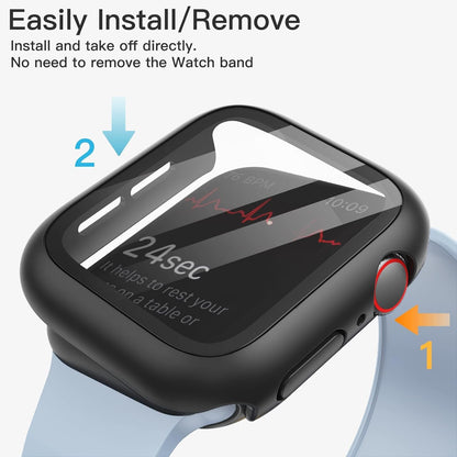 AIG Clear Hard Case with Tempered Glass for Apple Watch 40mm (Series 4/5/6) - Black (04 PACK)