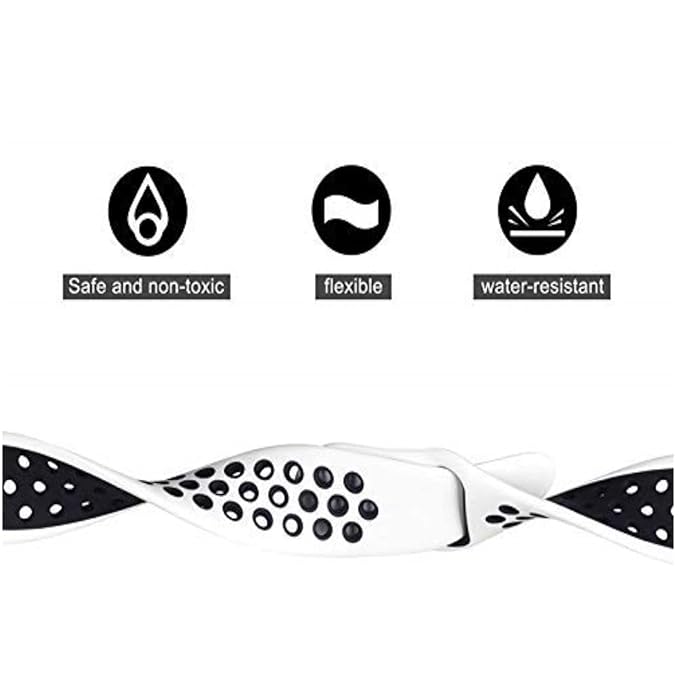 AIG Sports Silicone Band for Apple Watch / iWatch 42mm 44mm 45mm 46mm 49mm – Soft Silicone Sport Strap Compatible with Apple Watch Series 1-9, SE & Ultra (White & Black)