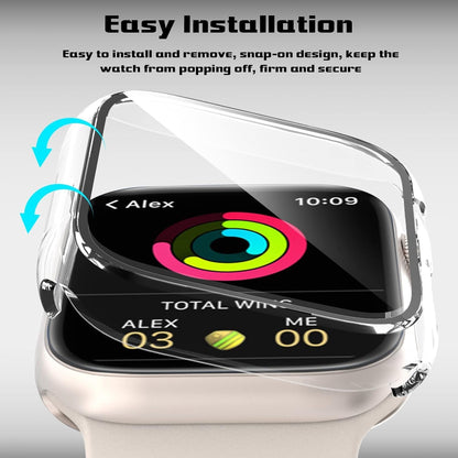 AIG Bumper Hard Case with Tempered Glass for Apple Watch Compatible with Series 6/5/4, 40mm Ultra-Thin Protective Cover with iWatch Screen Protector - Clear/Transparent (04 PACK)