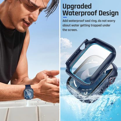 AIG Apple Watch 41mm Hard Case with Tempered Glass Screen Protector, Ultra-Thin Protective Cover for Series 9/8/7 - Blue (02 PACK)