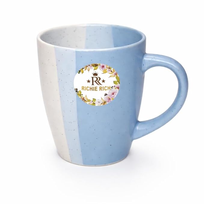 Ceramic Mug Set of 2 Matching Coffee Cups Premium Ceramic Tea Coffee Mug Set for Home Kitchen Office Stylish Drinking Cups for Tea Coffee Milk Hot Beverages | Blue