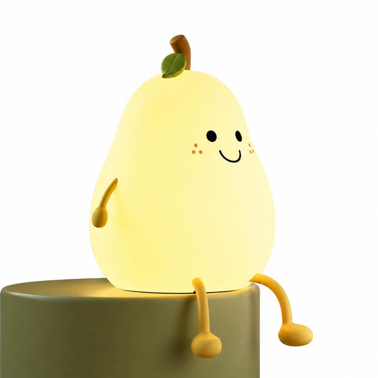 Cute Pear-Shaped LED Night Light with Smiling Face | Soft Warm Glow, Decorative Lamp, Kids & Nursery Use, Compact Design, Bedside Table Light