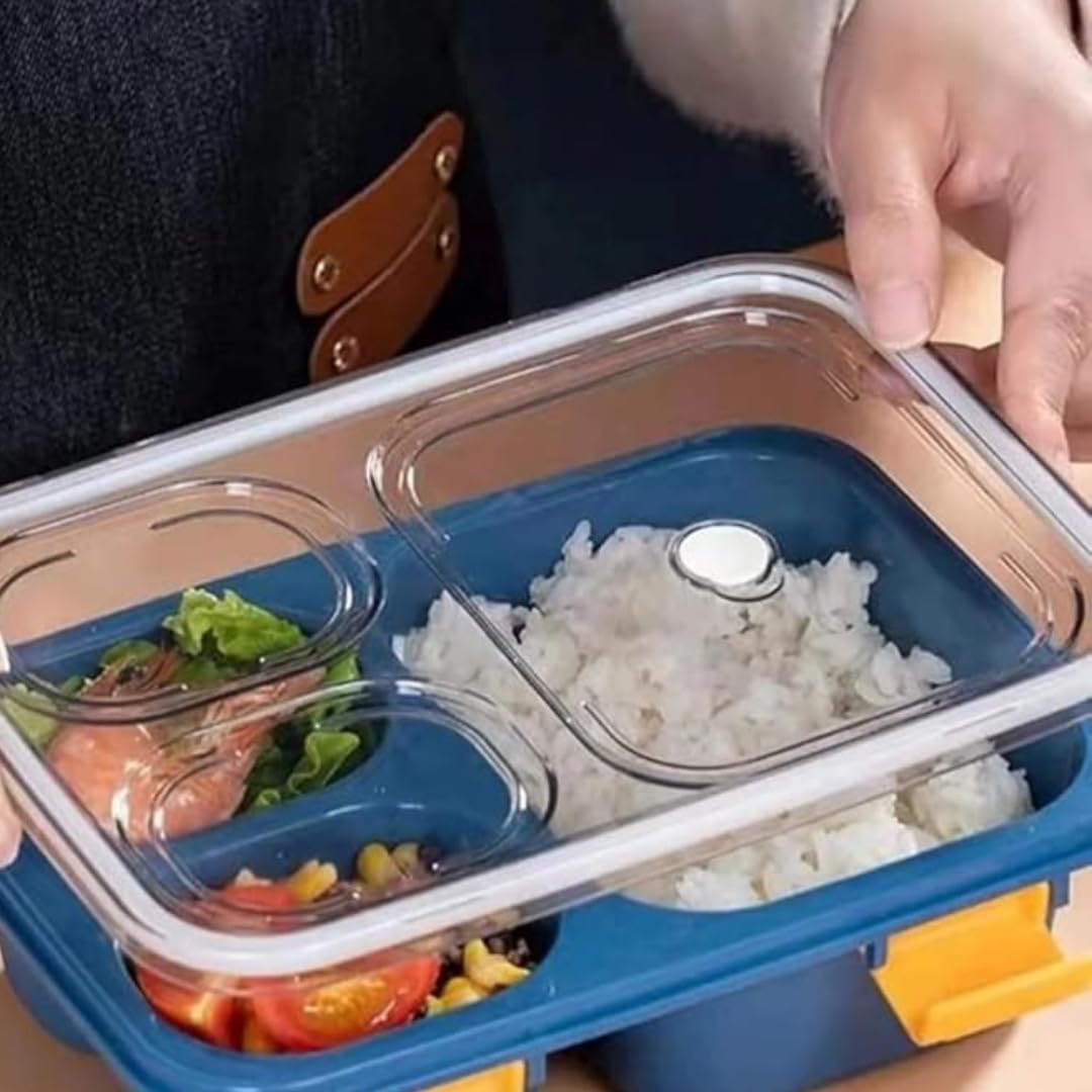 AIG 01 Pack Premium Lunch Box – 3 Compartments, 6-Lock Leak-Proof Design, BPA-Free, Freezer Safe, Durable & Lightweight