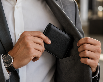Men's Premium Leather Wallet | RFID Blocking Bifold Wallet with Card Holder, Cash Compartment & Coin Pocket | Slim Stylish Wallet for Men | Black