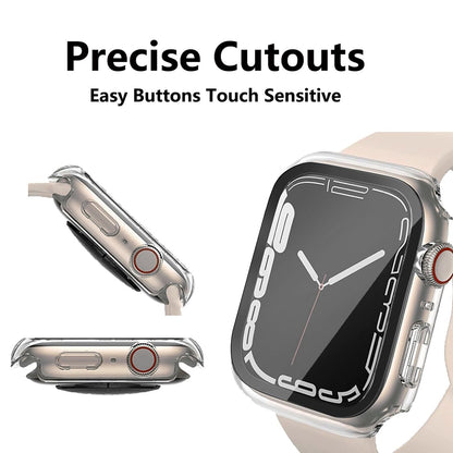 AIG Apple Watch 41mm Hard Case with Tempered Glass Screen Protector, Ultra-Thin Protective Cover for Series 9/8/7 - Clear/Transparent (1 Pack)