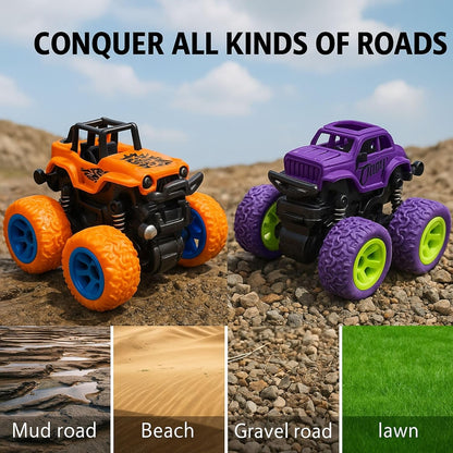 AIG 2Pcs 4WD Monster Truck Toy – Friction Powered Off-Road Stunt Cars for Kids
