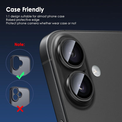 AIG Camera Lens Protector for iPhone 17 Pro / Pro Max – 9H Tempered Glass with Metal Ring, Scratch Resistant, HD Clear (BLACK)