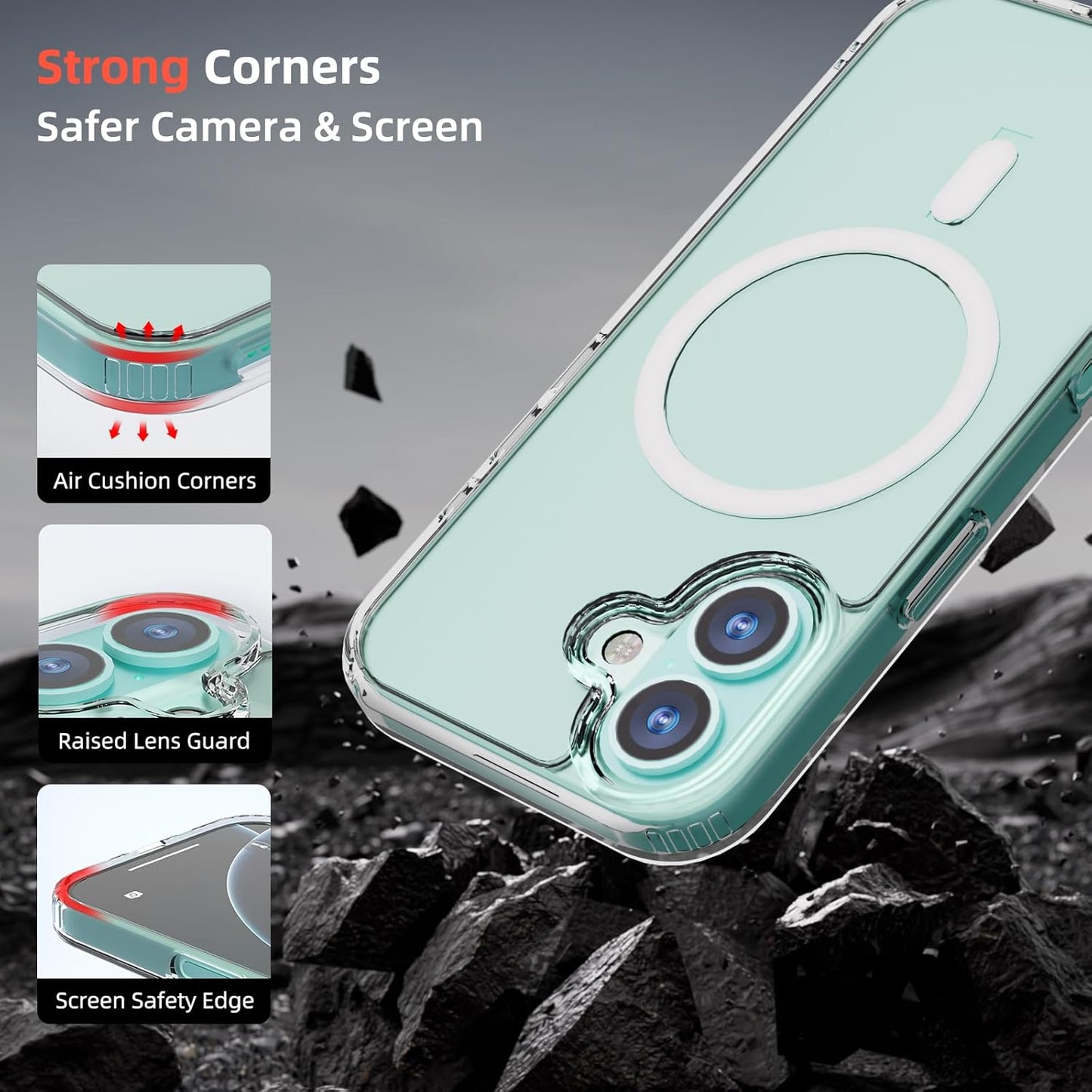 AIG Clear Hybrid Case for iPhone 17 – MagSafe, Shockproof, Transparent Cover
