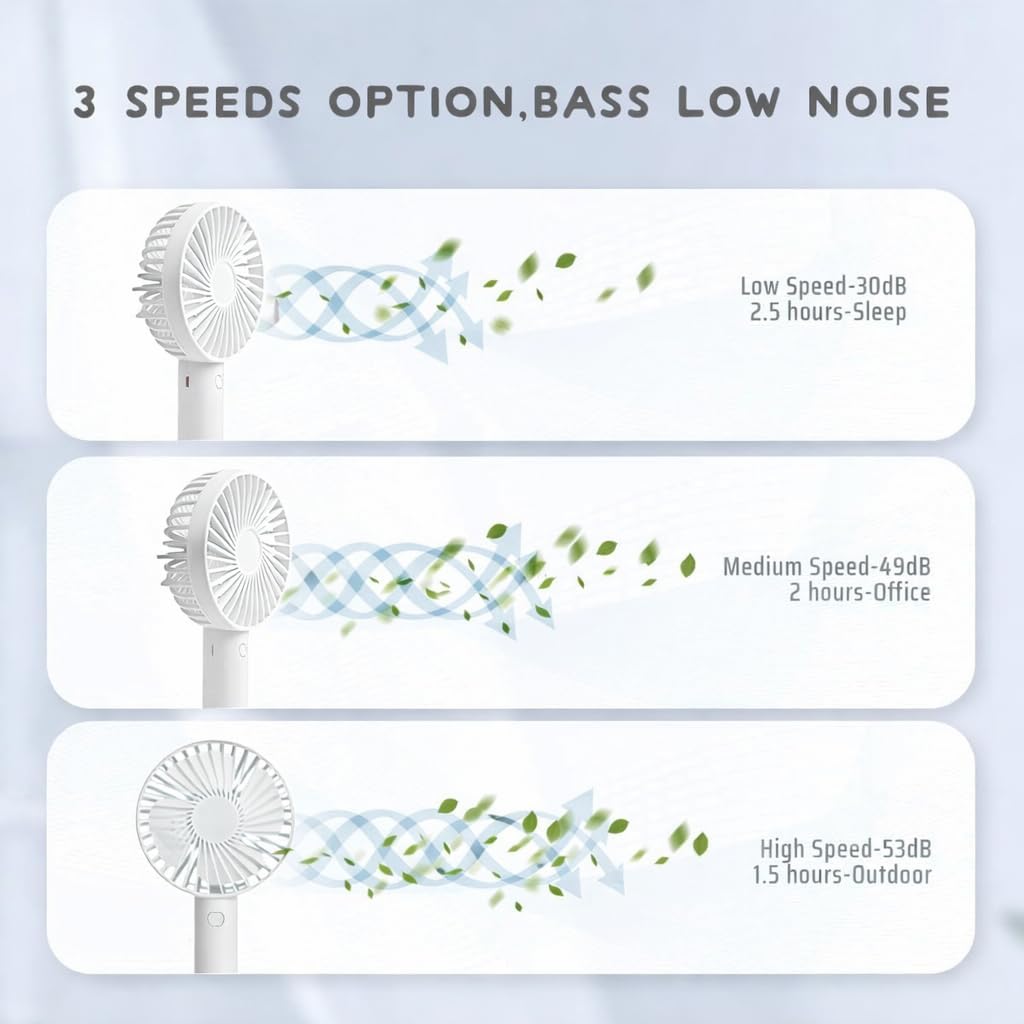 Rechargeable Mini Fan | USB Portable Handheld Cooling Fan with Stand, High Speed Personal Desk & Travel Fan