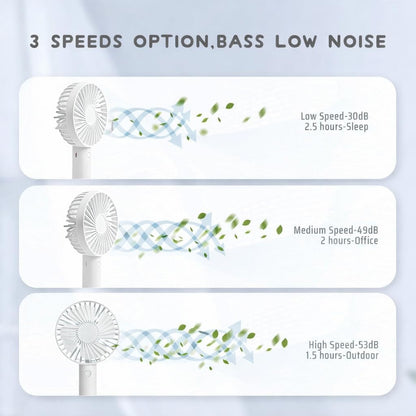Rechargeable Mini Fan | USB Portable Handheld Cooling Fan with Stand, High Speed Personal Desk & Travel Fan