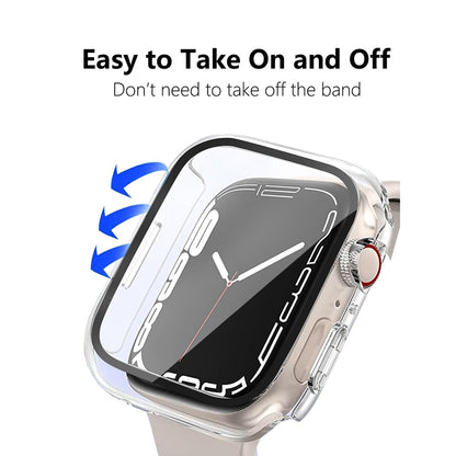 AIG Apple Watch 41mm Hard Case with Tempered Glass Screen Protector, Ultra-Thin Protective Cover for Series 9/8/7 - Starlight+Clear (02 PACK)