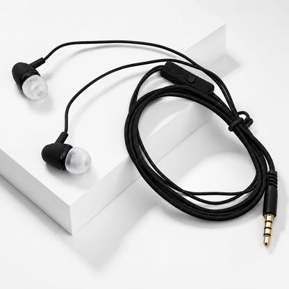 Wired In-Ear Earphones with Microphone – 3.5mm Stereo Earbuds for Android, Laptop, PC & Tablets | Noise Isolating Headphones with HD Sound (Black)