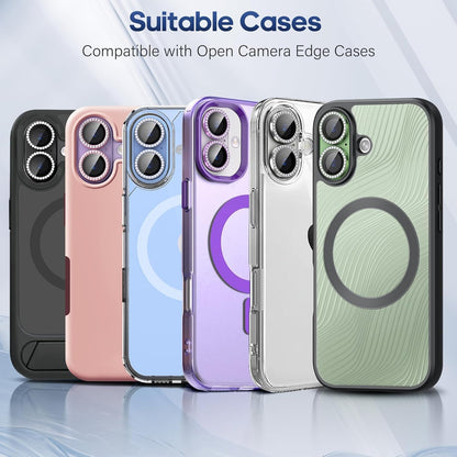 AIG Camera Lens Protector for iPhone 17 – Bling Diamond Metal Ring, 9H Tempered Glass (Purple Diamond, Scratch-Proof, Case Friendly)