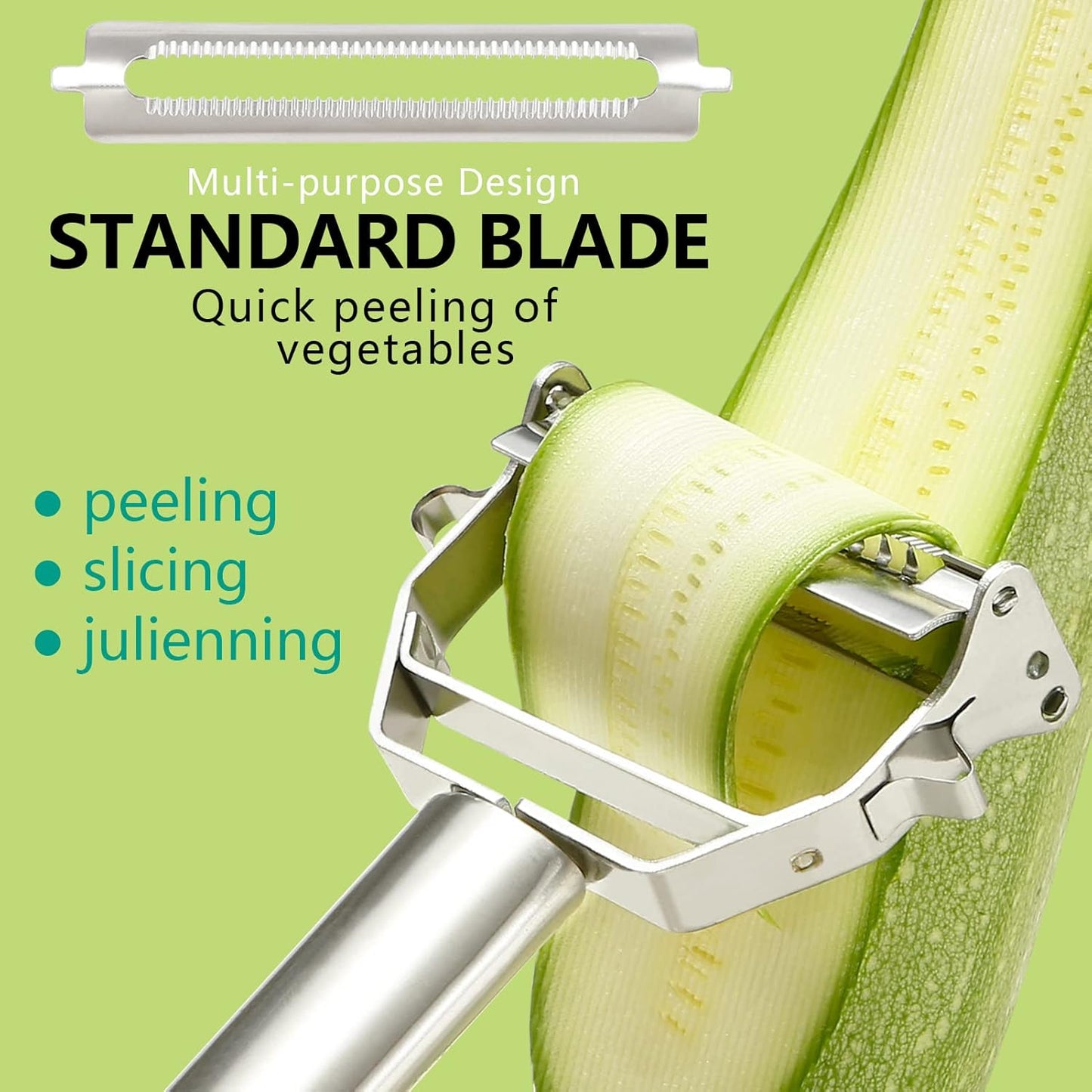 AIG Stainless Steel 3-in-1 Vegetable Peeler & Julienne Cutter – Multi-Functional Kitchen Tool for Carrot, Cucumber, Potato & More