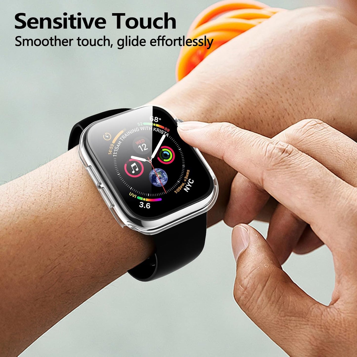 AIG Apple Watch 42mm Hard Case with Tempered Glass Screen Protector, Ultra-Thin Protective Cover for Series 10 & 11, Clear/Transparent (2 Pack)