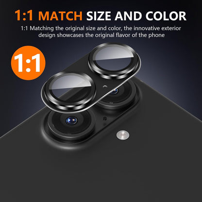 AIG Camera Lens Protector for iPhone 16 / 16 Plus – Tempered Glass with Metal Frame - Black Joint