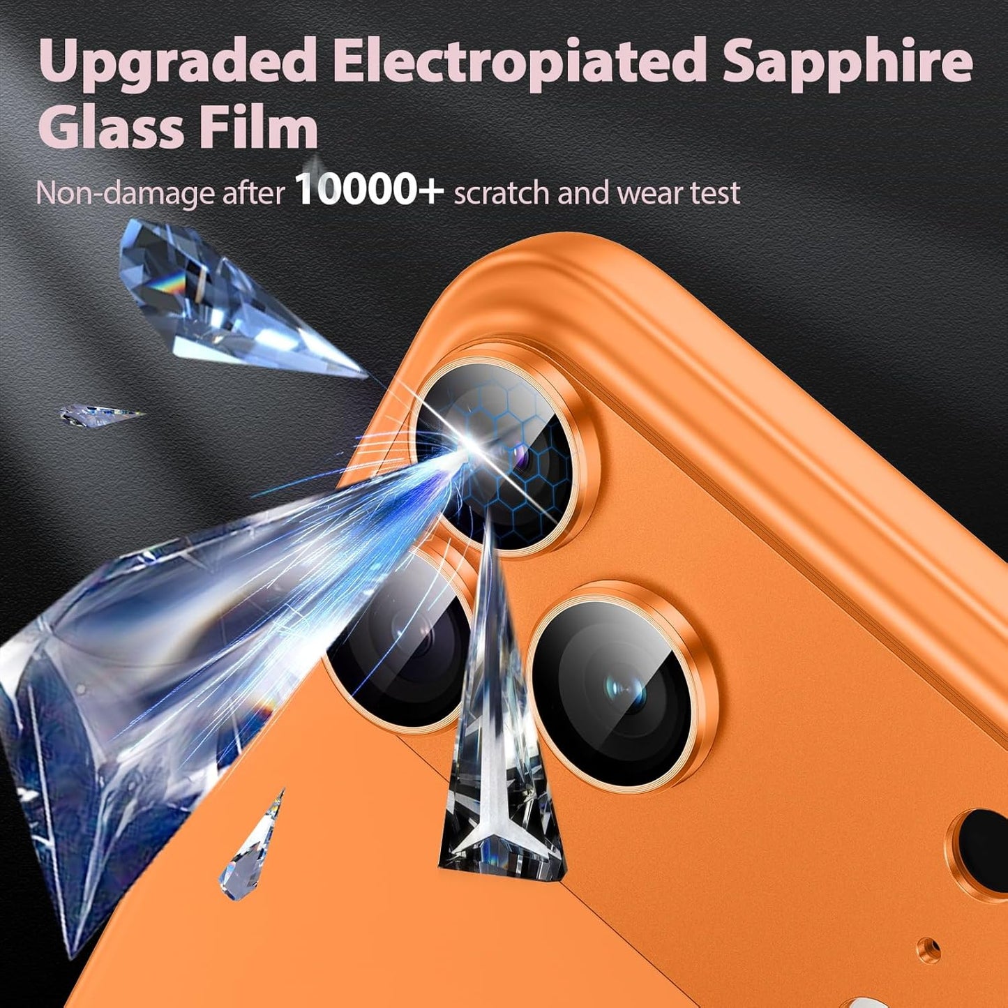 AIG Camera Lens Protector for iPhone 17 Pro – 9H Tempered Glass, Metal Ring, Orange Joint