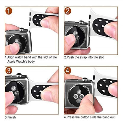 AIG Sports Silicone Band for Apple Watch / iWatch 42mm 44mm 45mm 46mm 49mm – Soft Silicone Sport Strap Compatible with Apple Watch Series 1-9, SE & Ultra (White & Black)