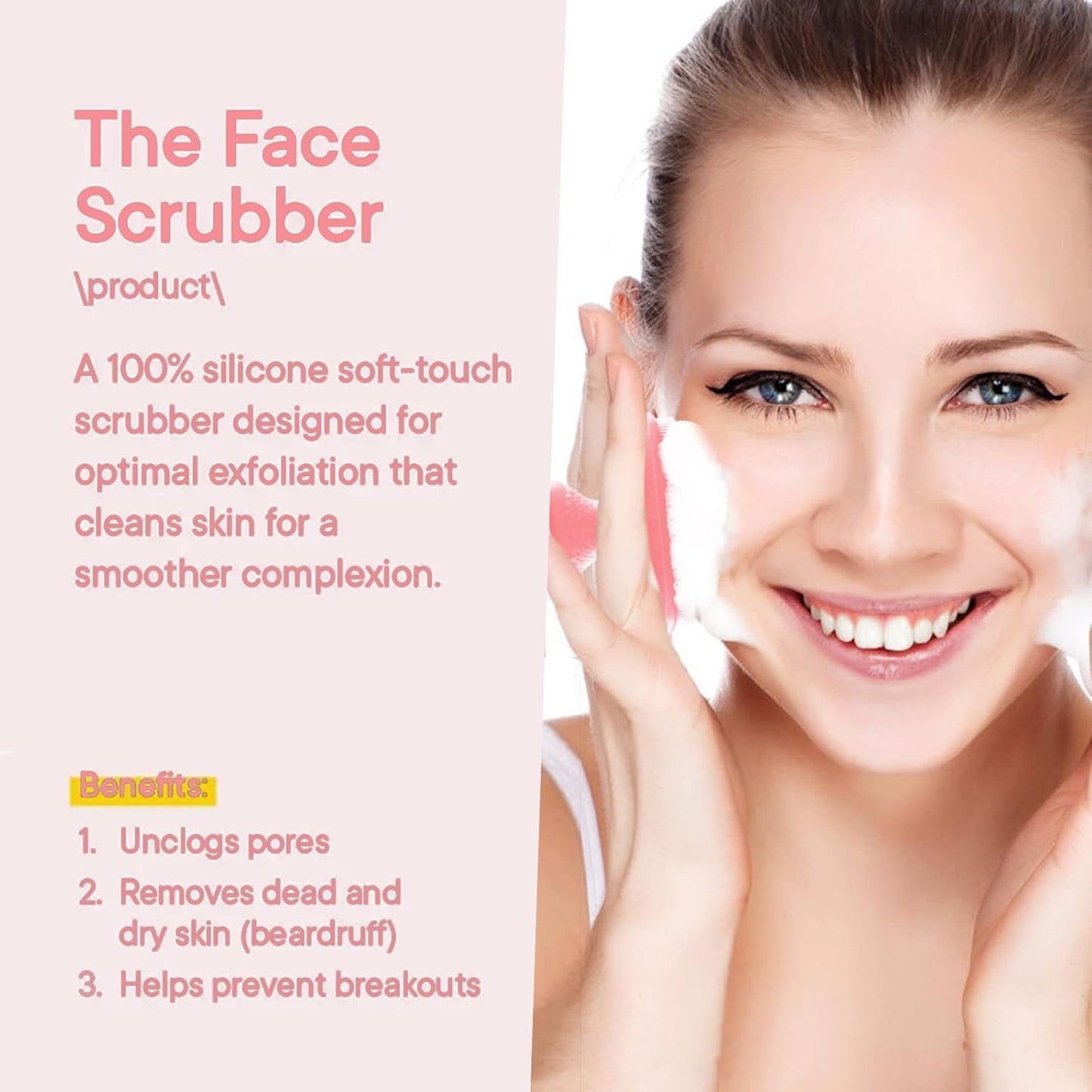 Silicone Face Scrubber (Pink, 2 Pack) – Soft Deep Cleansing Brush