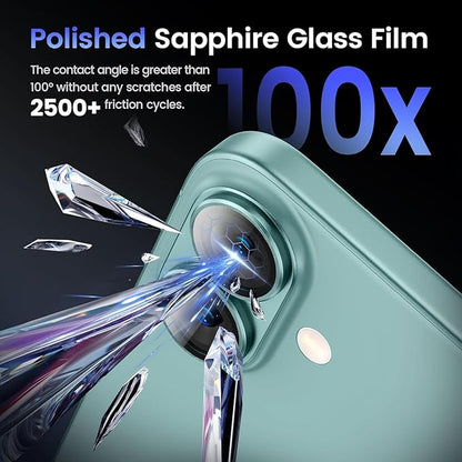 AIG Camera Lens Protector for iPhone 16 / 16 Plus – Tempered Glass with Metal Frame - Green Joint