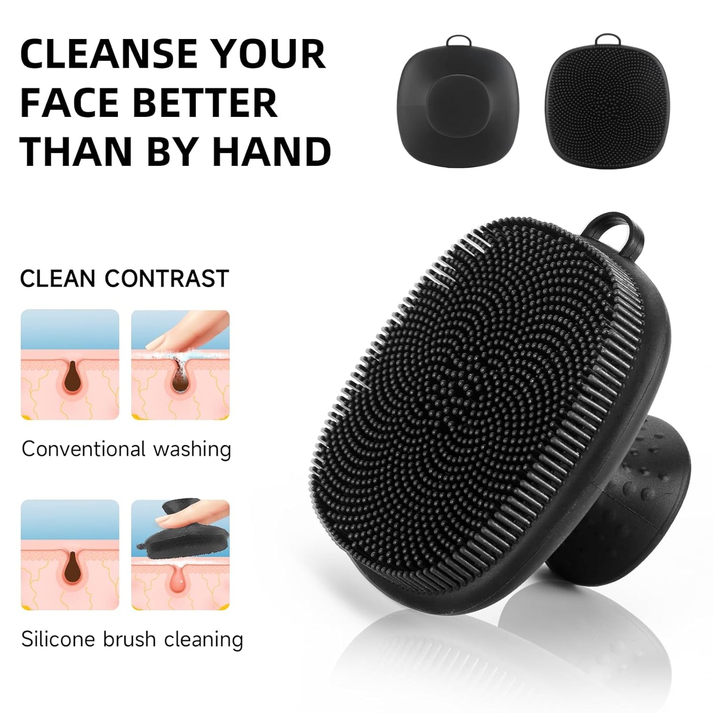 Premium Silicone Face Scrubber (Black) – Deep Cleansing Brush