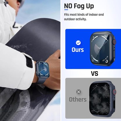 AIG Apple Watch 41mm Hard Case with Tempered Glass Screen Protector, Ultra-Thin Protective Cover for Series 9/8/7 - Blue (02 PACK)